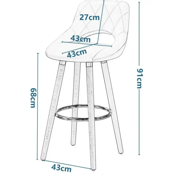 1 X Barkruk Barstoel Van Kunstleer Houten Frame Keukenstoel Wit 2