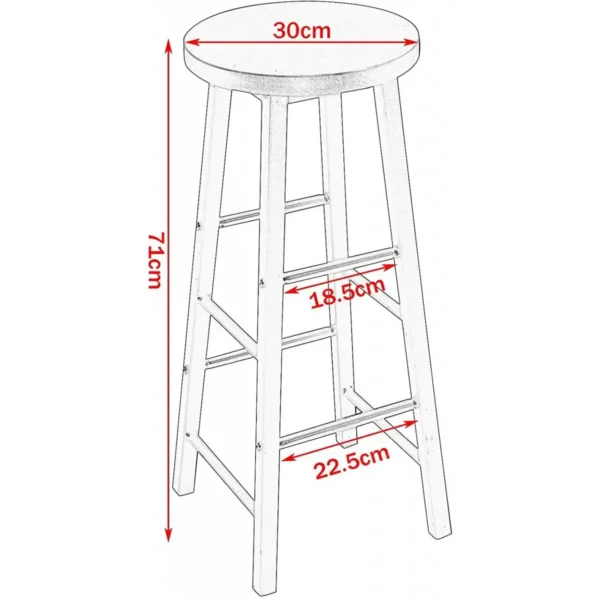 1 X Bartafel + 2 X Barkrukset, Metalen Frame, MDF Licht Eiken 4