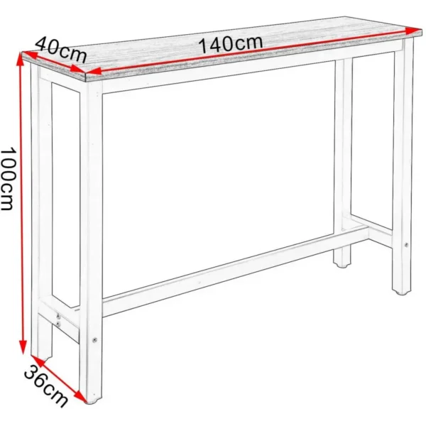 1x Bartafel, Bistrotafel, Bartafel, Eettafel, Metalen Frame, Tafelblad Van Zwart MDF 6