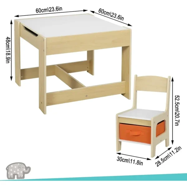 3 Stukken Kinderzitgroep Kindertafel Met 2 Stoelen En Opbergruimte Voor Kleuters 3