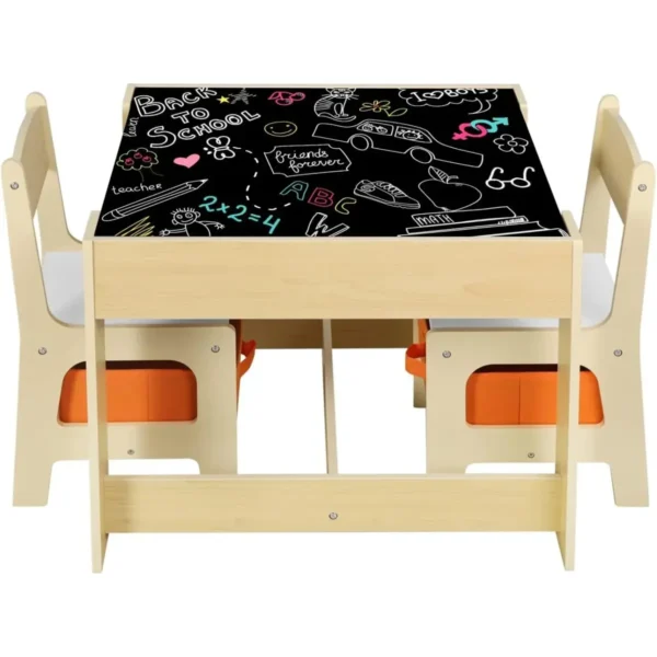 3 Stukken Kinderzitgroep Kindertafel Met 2 Stoelen En Opbergruimte Voor Kleuters 1