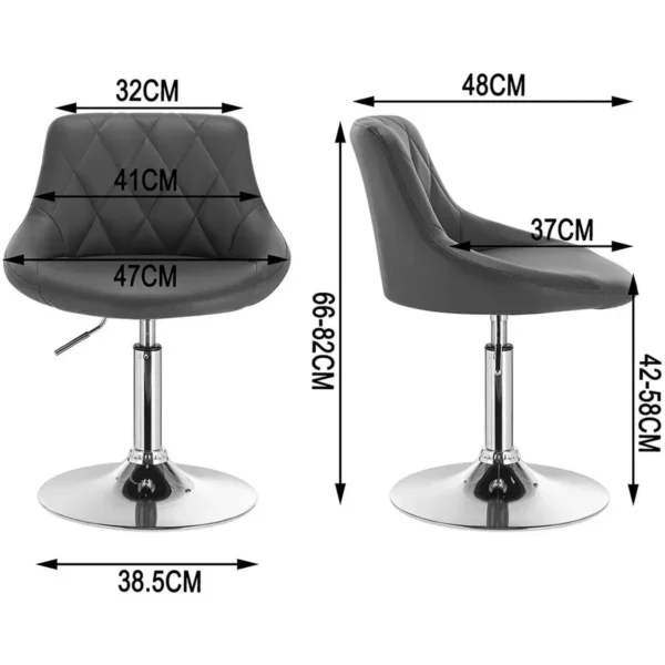 4 X Barkrukken, Relaxstoelen Met Rugleuning, In Hoogte Verstelbaar Kunstleer Grijs 3