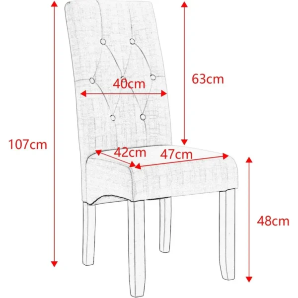 4 X Eetkamerstoelen, Gestoffeerde Stoel, Woonkamerstoel, Eetgroep, Linnen, Massief Hout, Lichtgrijs 3