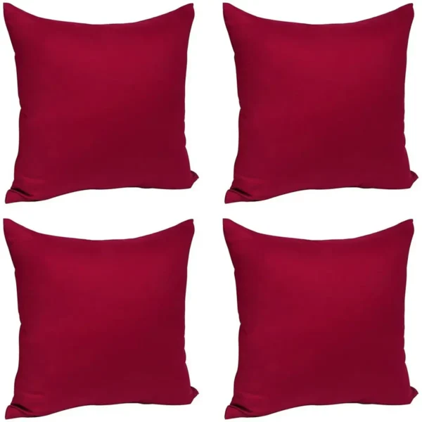 4 X Kussenhoes Kussenhoes 100% Katoen Met Rits Bankkussenhoezen Bordeaux 50x50cm 1