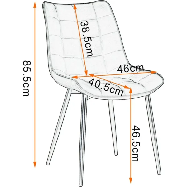 6x Eetkamerstoelen, Met Rugleuning, Kunstleer, Antraciet Metalen Frame 3