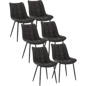 6x Eetkamerstoelen, Met Rugleuning, Kunstleer, Antraciet Metalen Frame 1