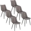 6x Eetkamerstoelen, Met Rugleuning, Kunstleer, Donkergrijs Metalen Frame 1