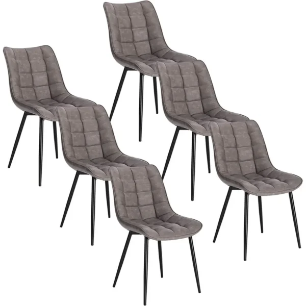 6x Eetkamerstoelen, Met Rugleuning, Kunstleer, Donkergrijs Metalen Frame 1