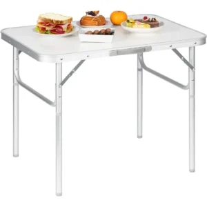 Aluminium Campingtafel, Klaptafel, 75,5x55x25,5/59cm, Tafelblad Van Wit MDF 1