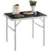 Aluminium Campingtafel, Klaptafel, 75,5x55x25,5/59cm, Tafelblad Van Zwart MDF 1