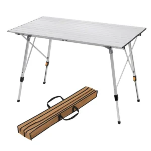 Aluminium Campingtafel Met Draagtas 120×68,5 Cm Voor 4-6 Personen Zilver 1