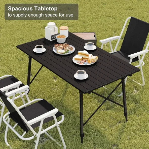 Aluminium Campingtafel Met Draagtas 120×68,5 Cm Voor 4-6 Personen Zwart 4