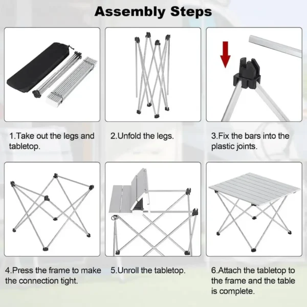 Aluminium Campingtafel Opvouwbare Klaptafel Ultralicht Draagbaar Met Draagtas Zilver 6