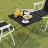 Aluminium Campingtafel Opvouwbare Klaptafel Ultralicht Draagbaar Met Draagtas Zwart 6