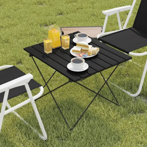 Aluminium Campingtafel Opvouwbare Klaptafel Ultralicht Draagbaar Met Draagtas Zwart 6