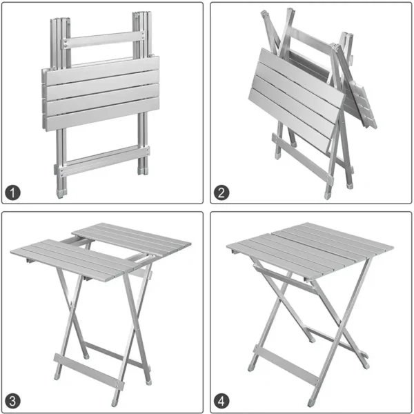 Aluminium Tafel Klaptafel Campingtafel Balkontafel Tuintafel Opvouwbaar Gemaakt Van Aluminium Zilver 5