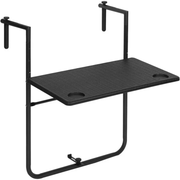 Balkonhangtafel Opklapbaar, Hangtafel Met In Hoogte Verstelbaar Tafelblad, Zwart 1