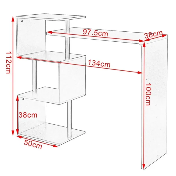 Bartafel Bartafel Bartafel Draaibaar, Met 3 Planken, Metaal, MDF Zwart 3