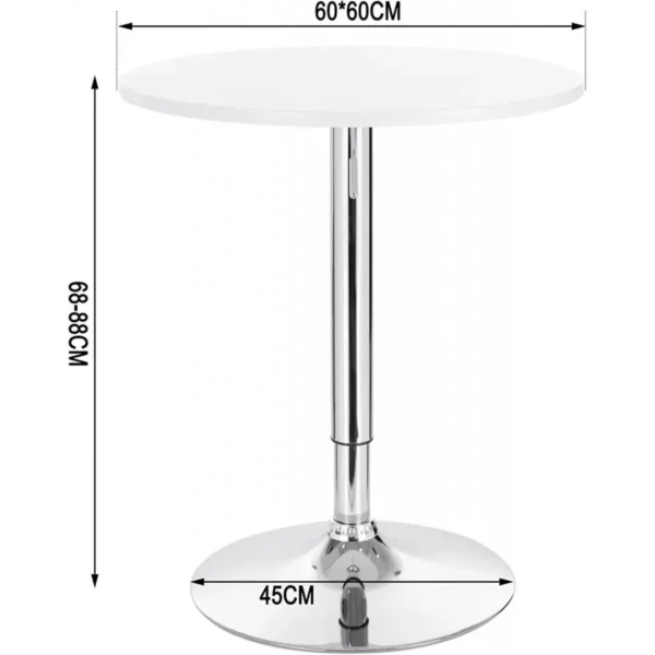 Bartafel In Hoogte Verstelbare Tafel 68-88 Cm, Multifunctionele Feesttafel Van MDF Metaal, Wit 3