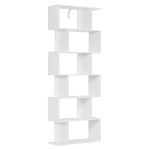 Boekenkast 6 Niveaus, Staande Plank Voor Display, Vrijstaande Plank, 60x160x23,5 Cm Wit 1