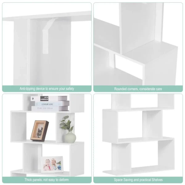 Boekenkast 6 Niveaus, Staande Plank Voor Display, Vrijstaande Plank, 60x160x23,5 Cm Wit 6