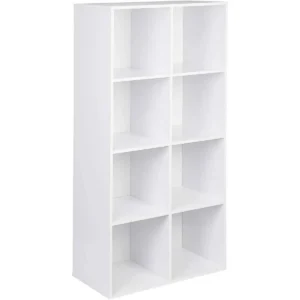 Boekenkast 8 Vakken, Staande Plank, Vrijstaande Kubusplank 60x121x29,5 Cm Wit 1