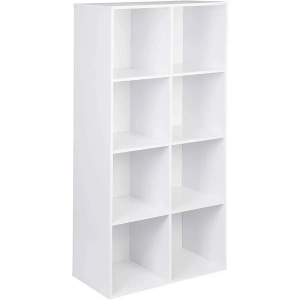 Boekenkast 8 Vakken, Staande Plank, Vrijstaande Kubusplank 60x121x29,5 Cm Wit 1