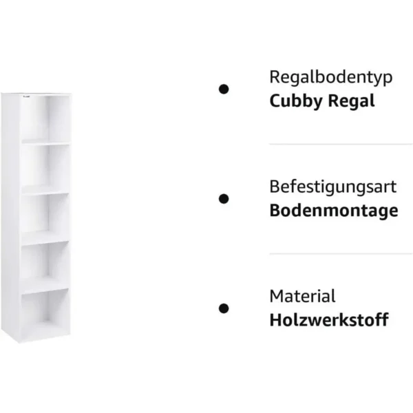 Boekenkast Met 5 Vakken, Staande Plank, Kubusplank, Vrijstaande Plank Van Houtmateriaal 9