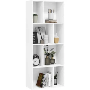 Boekenkast, Plank Met 8 Open Vakken, Staande Plank Wit, 60 X 143,5 X 29 Cm 1