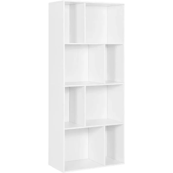 Boekenkast, Plank Met 8 Open Vakken, Staande Plank Wit, 60 X 143,5 X 29 Cm 8