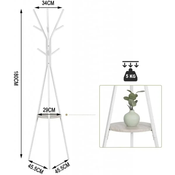 Boomvormige Kapstok, Vrijstaand Kledingrek, Met 9 Haken 3
