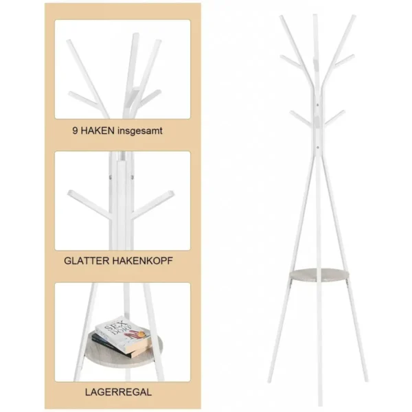 Boomvormige Kapstok, Vrijstaand Kledingrek, Met 9 Haken 5