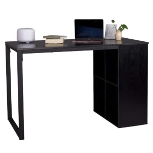 Bureau Computerbureau Met 4 Planken Hout & Staal Zwart 1