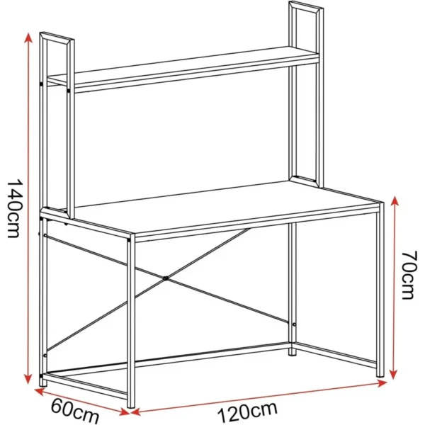 Bureau Computertafel Bureautafel Van Hout En Staal, Ca. 120x60x140 Cm 3