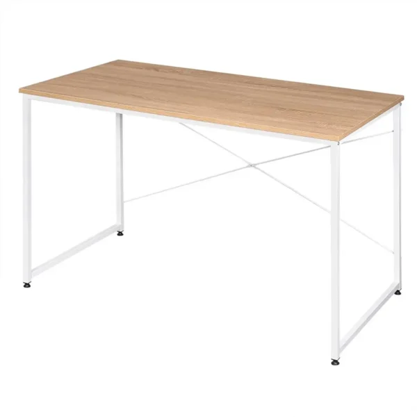 Bureau Computertafel Kantoormeubel PC Tafel Wit + Licht Eiken 1