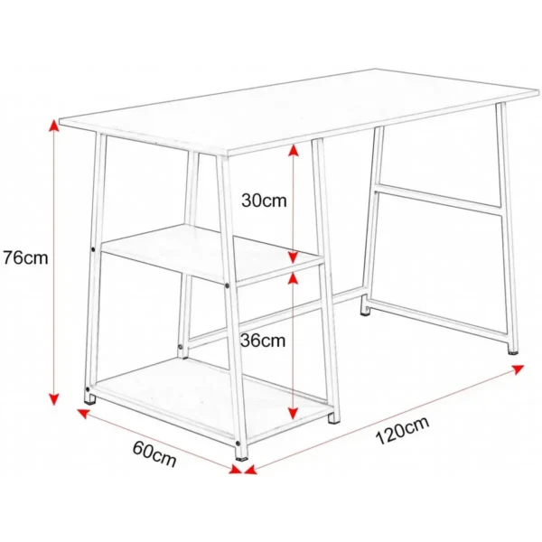 Bureau Computertafel Kantoortafel Werktafel, Met 2 Planken, Gemaakt Van MDF En Staal 2