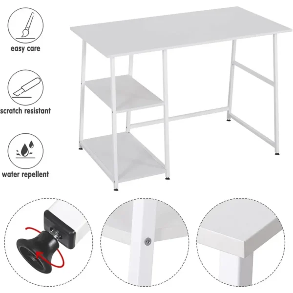 Bureau Computertafel Kantoortafel Werktafel, Met 2 Planken, Gemaakt Van MDF En Staal 6