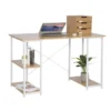 Bureau Gemaakt Van Hout En Staal, Met Plank 120x60x75 Cm Licht Wit Eiken 6