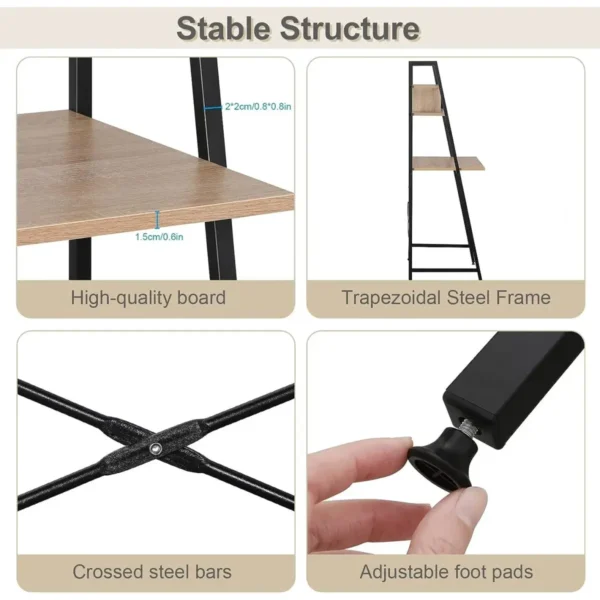 Bureau Kantoormeubilair PC-tafel Werktafel Met Plank, Gemaakt Van Natuurlijk Hout En Staal 5