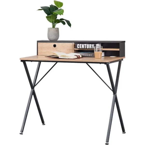 Bureau Met Plank 90x50x88,5 Cm, Licht Eikengrijs 4