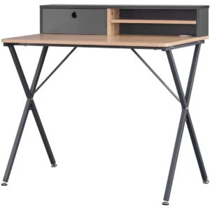 Bureau Met Plank 90x50x88,5 Cm, Licht Eikengrijs 1