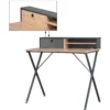 Bureau Met Plank 90x50x88,5 Cm, Licht Eikengrijs 5