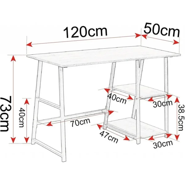 Bureaucomputertafel Met 2 Planken Hout Staal Licht Eiken 3