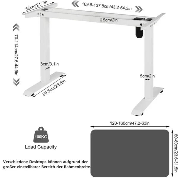 Bureauframe Elektrisch In Hoogte Verstelbare Bureaustandaard Wit 3