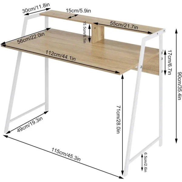 Bureauwerktafel PC-laptoptafel, Met Plank, Frame Van Staal, Hout 3