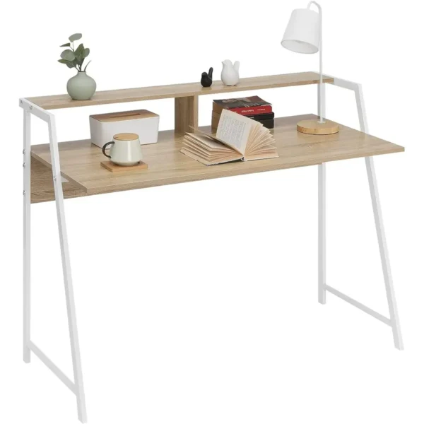 Bureauwerktafel PC-laptoptafel, Met Plank, Frame Van Staal, Hout 1