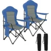 Campingstoelenset Van 2, Lichtgewicht Klapstoel, Voor Buitenkamperen, Barbecue, Vissen, Blauw + Grijs 1