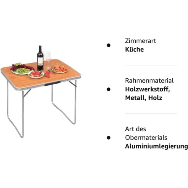 Campingtafel Aluminium & MDF Opvouwbaar 80x60,5x70cm Eiken 9