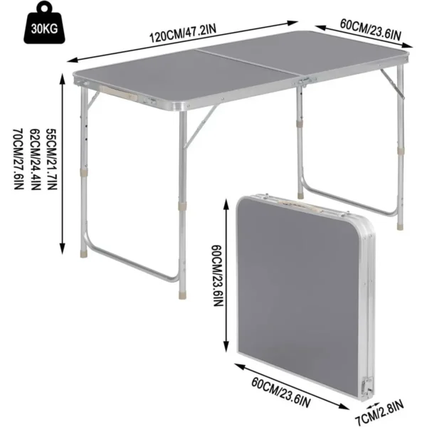 Campingtafel Klaptafel Tuintafel In Hoogte Verstelbaar Grijs 3