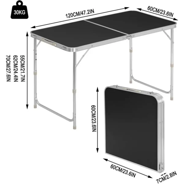 Campingtafel Klaptafel Tuintafel In Hoogte Verstelbaar Zwart 3